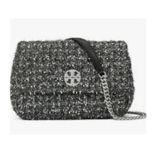 Tory Burch Willa Metallic tweed grey black bag crossbody